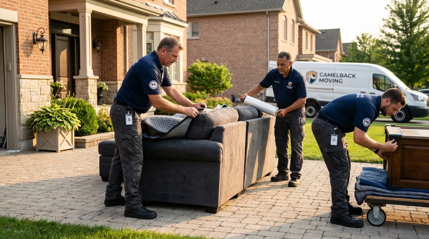 Large estate moving crew wrapping furniture in Carrizozo, NM